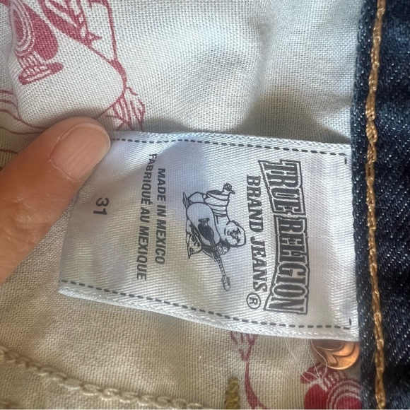 True Religion Womens Straight Leg Jeans Flap Pocket Sz 31 Slim Fit Retro Western - Picture 14 of 15